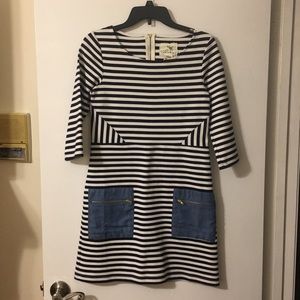 Anthropologie Navy and White dress
